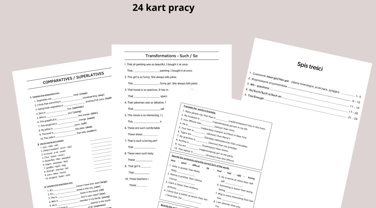 Ćwiczenia gramatyczne - część pierwsza